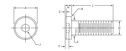 ASME B18.3-low head Dimensions