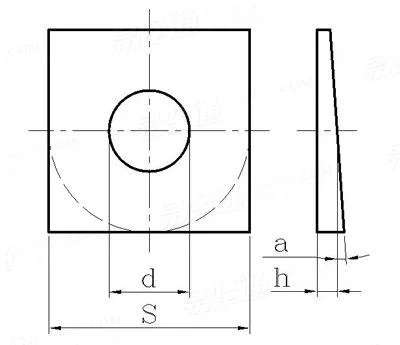 BS 3410 - 1961 square or d-shaped taper washer dimensions