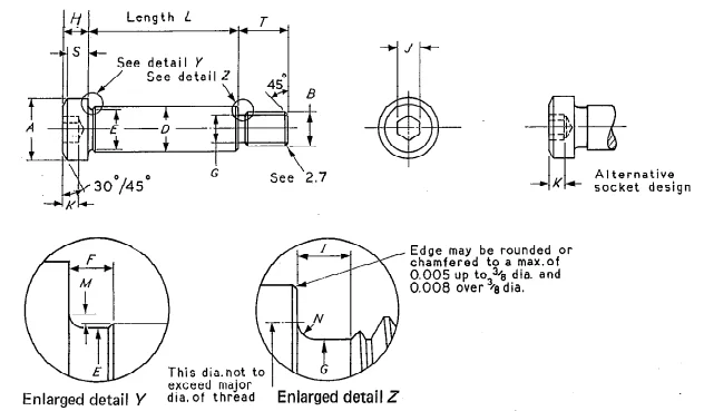 BS2470-hexagonsocketheadshoulderscrew Dimensions