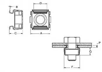 Cage nut coarse metric