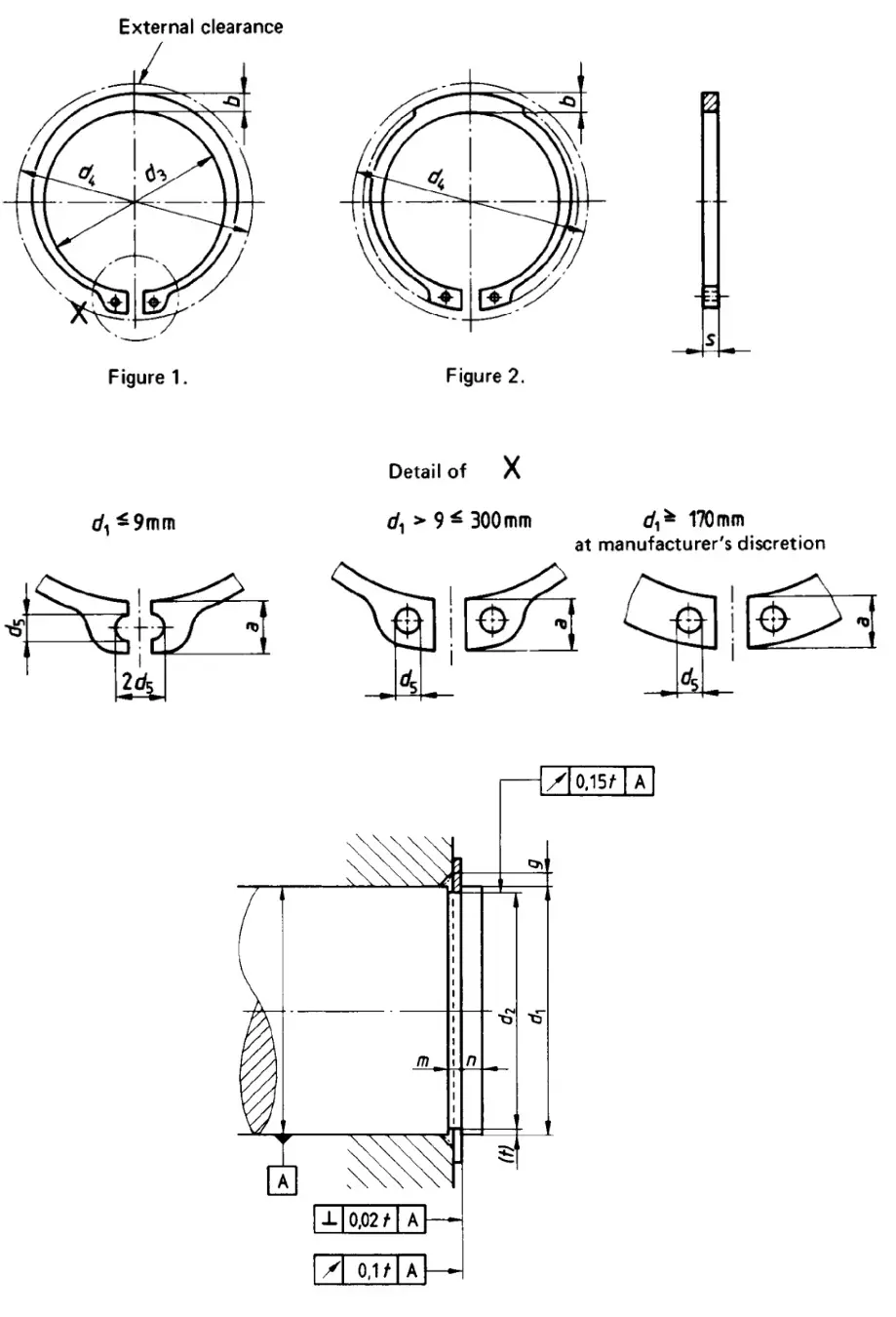 Dimensions of DIN 471 external circlips