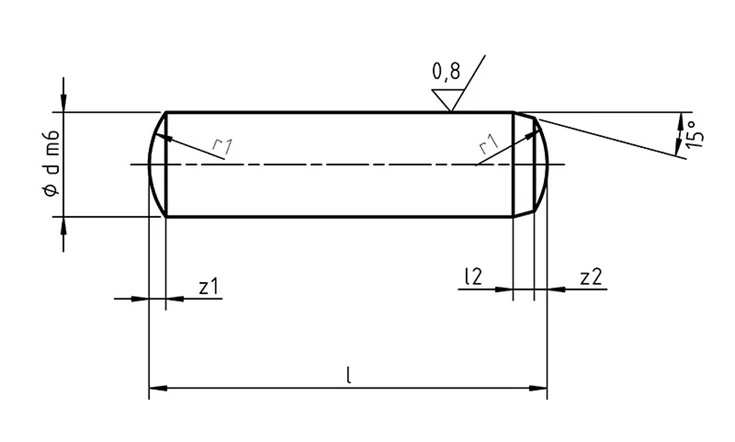 Dimensions of DIN 6325 Type 1