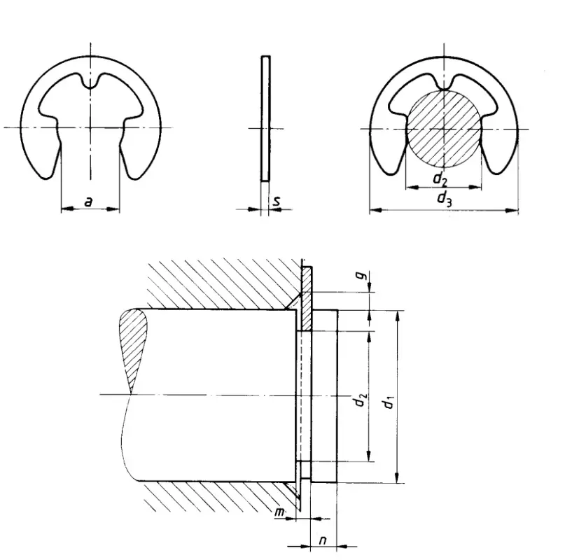 Dimensions of DIN 6799 E clip