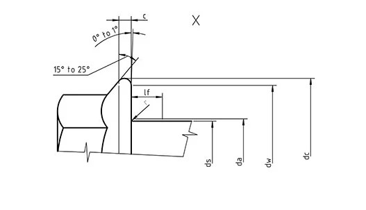 Dimensions of DIN 6921 - hexagon flange bolt