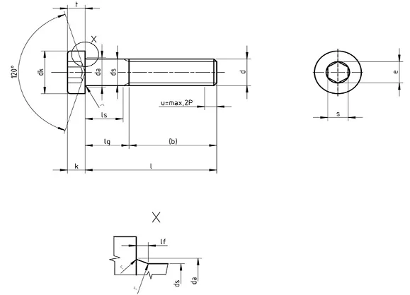 DIN 7984-1 Dimensions