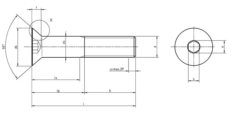 DIN 7991-hexagon countersunk Dimensions