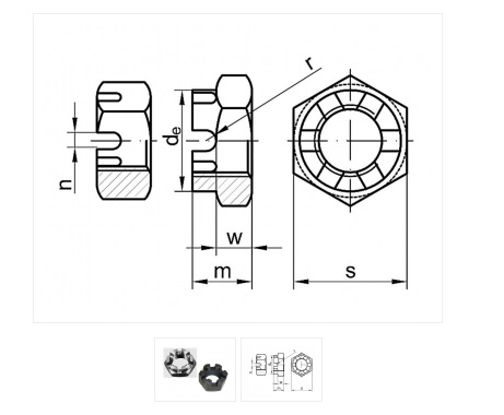 DIN 937 - coarse thread metric