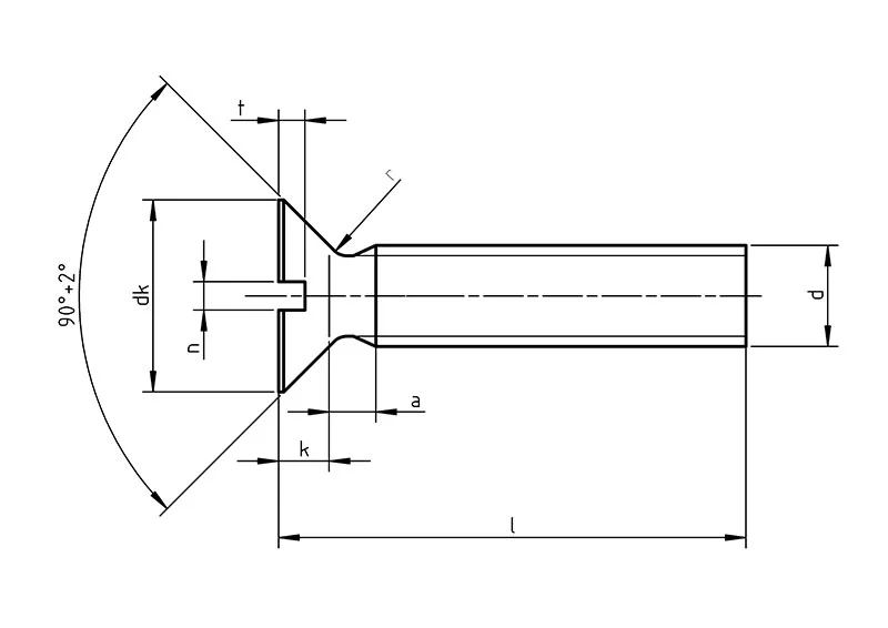 machine screw csk head slotted - DIN 963 dimensions