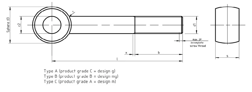 DIN 444 eye bolts dimensions