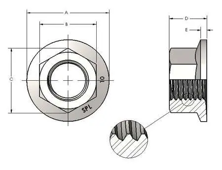 flange nut inches