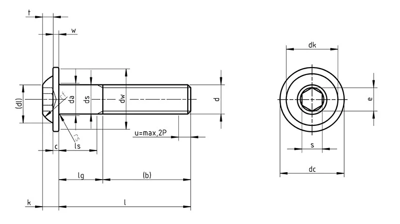 ISO 7380-2 Hex Dimensions