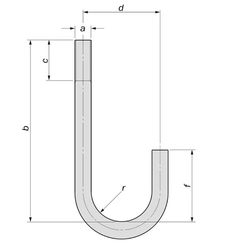 Round Bend J Bolt Dimensions